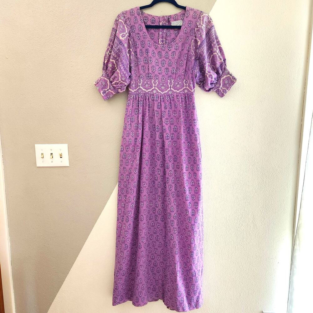 Vintage 70's India Imports Cotton puff sleeve maxi dress XS